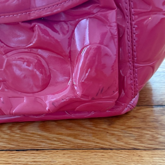 COACH LEAH EMBOSSED PATENT LEATHER TOTE PINK #14663 - Picture 5 of 8